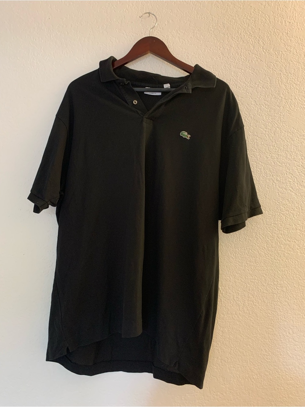 Lacoste Men's Black Polo with Green Crocodile Logo